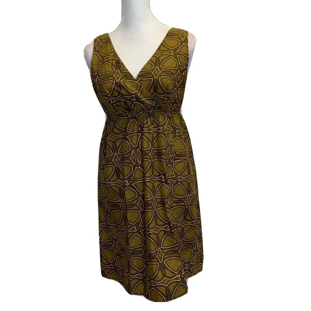 Michael Kors Women V Neck Sheath Dress High Waist Sleeveless Size PS Cotton